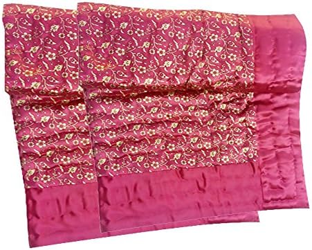 Aastha Jaipuri Silk Razai With Gold Print,Red(Set Of 2) Queen Maroon