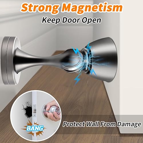 Miniatura 3 de KOLAKO Topes de puerta, topes magnéticos para la parte inferior de la puerta, acero inoxidable cepillado, tope de puerta de alta resistencia,