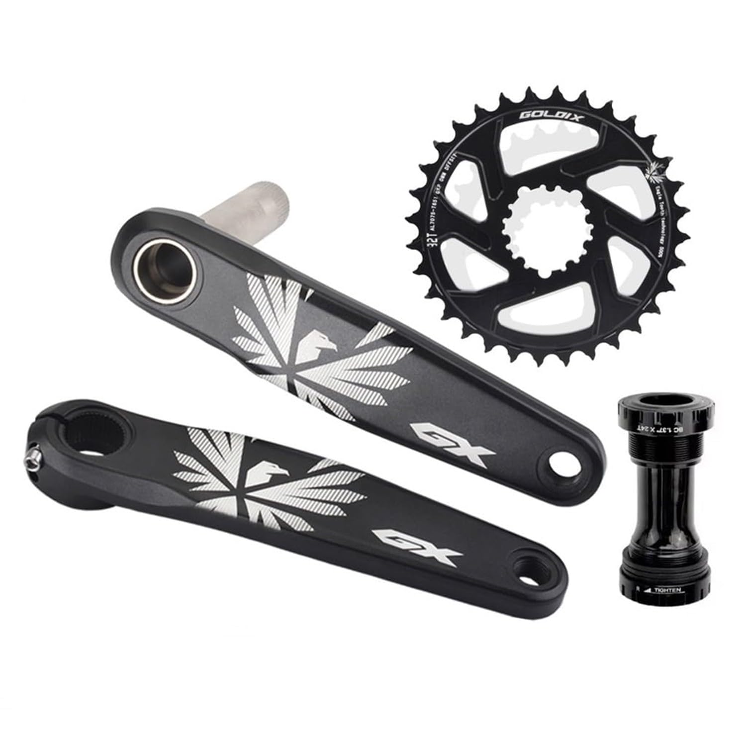 GXP MTB 170Mm 175Mm Guarnitura Bicicletta 30T 32T 34T 36T 38T Cava Integrata Set Di Pedivelle Una Velocità Rotonda Corona Pedivella Bici Pedivelle Mtb Per 9/10/11/12 Velocità
