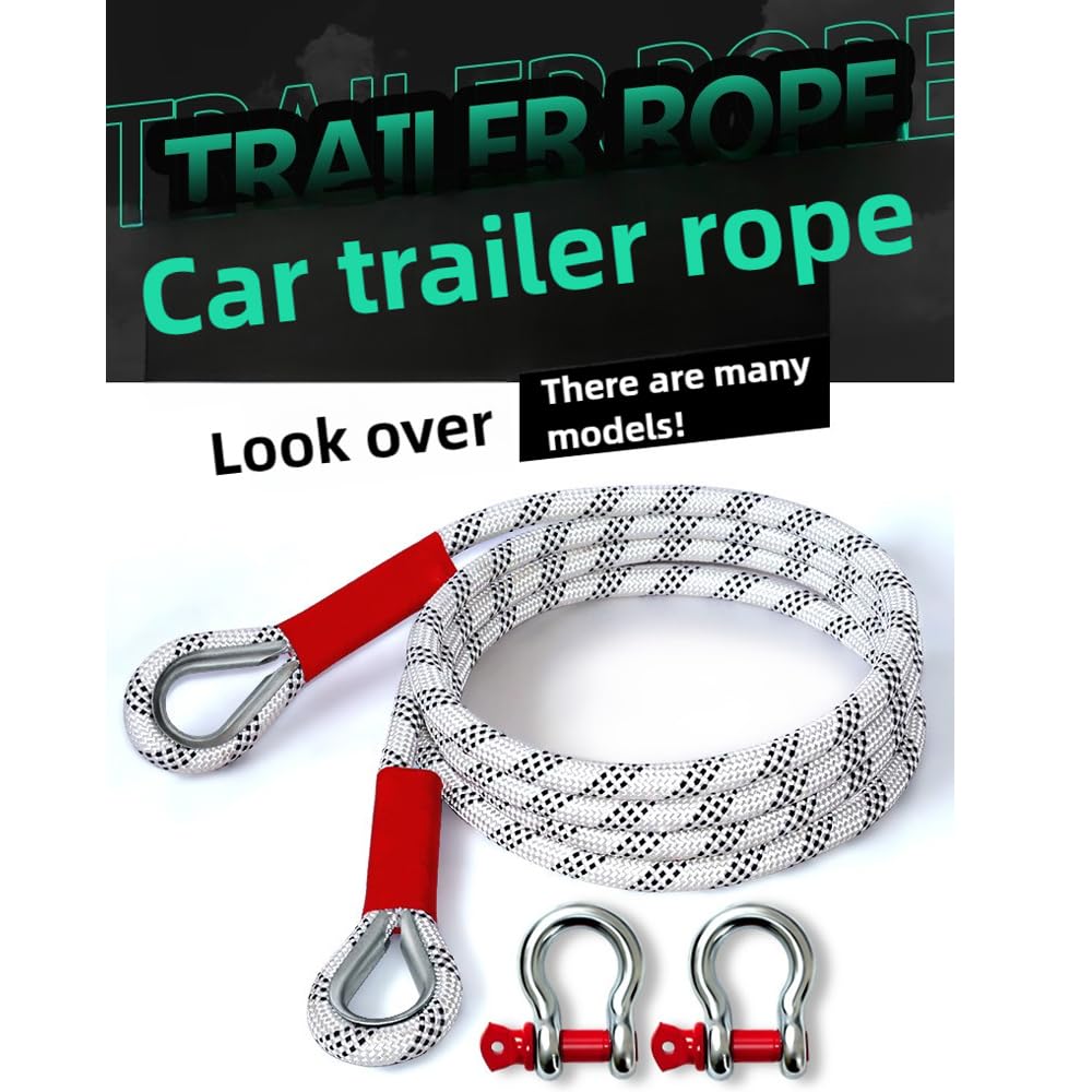 Cuerda de Remolque de recuperación cinética de 5M20T 44,000lb pies Correas de Remolque de Servicio Pesado con 2 grilletes de Anillo,Cuerda de Remolque cinética de Nailon camioneta 4WD SUV ATV (5m20t)