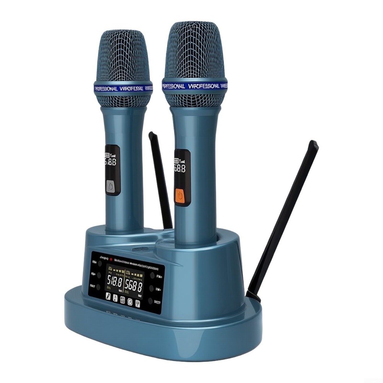 Sistema de micrófono inalámbrico UHF, juego de micrófono de karaoke recargable dual con carga magnética, rango de 80 m para canto y eventos