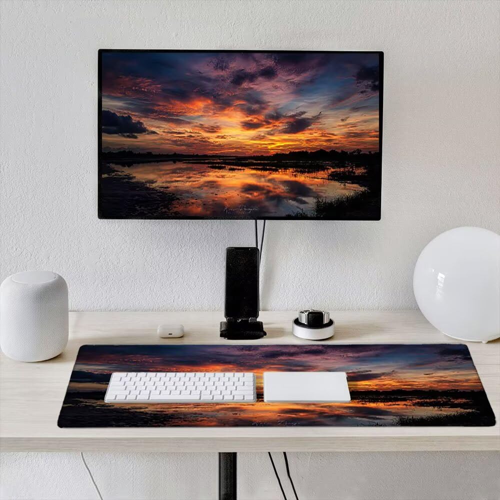 Podkładka pod mysz dla graczy, 1600x800mm XXL podkładka pod mysz do gier duża, zmywalna klawiatura biurowa mata antypoślizgowa gumowa wodoodporna zszyte krawędzie, gracz komputer PC, chmury na niebie
