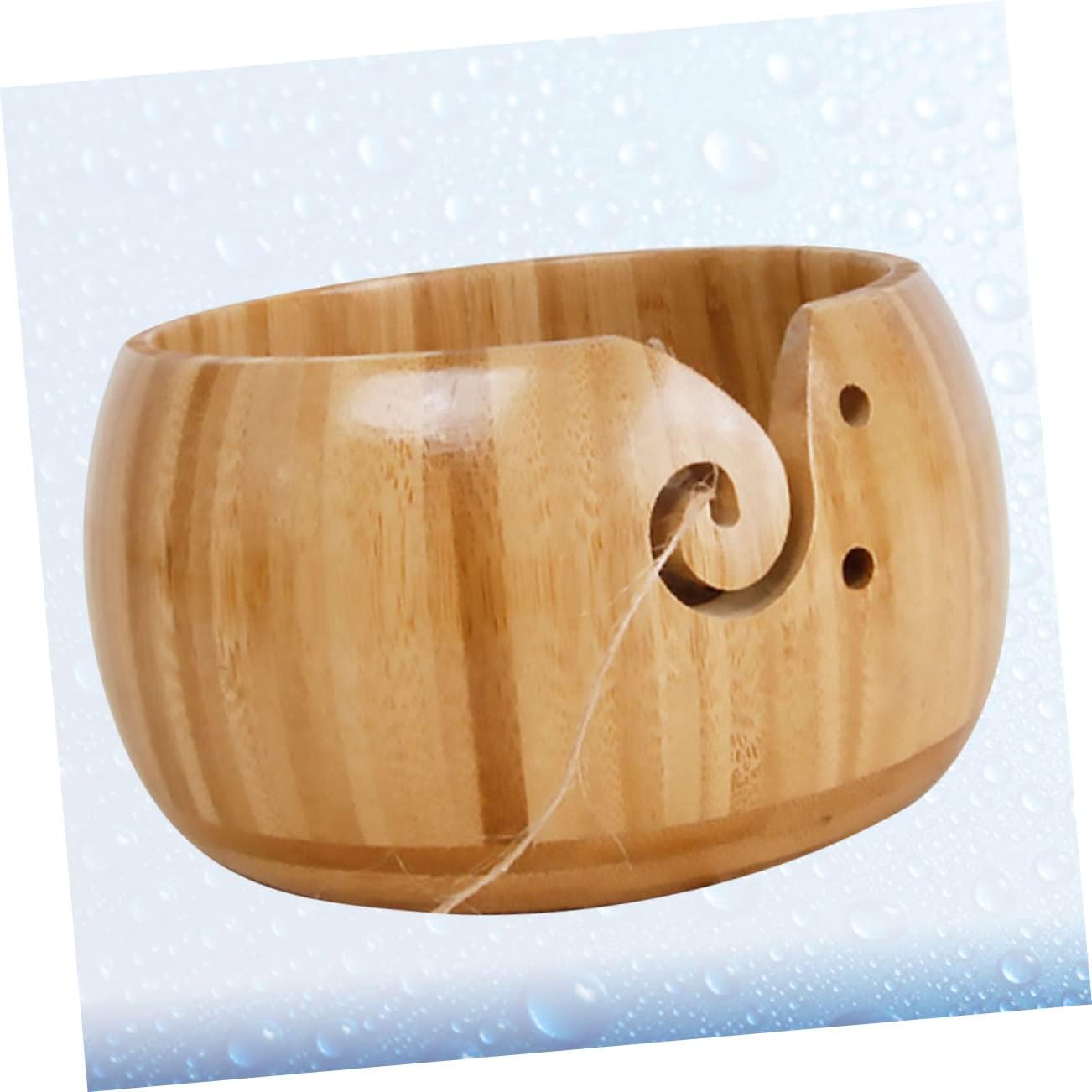 TEHAUX Wool Yarn Handmade Wooden Yarn Bowl Knitting Supplies Yarn Storage Bowl with Lid Yarn Ball Storage Crochet Yarn Storage Crochet Storage Ceramics Creel Bracket Braided Bowl Wooden
