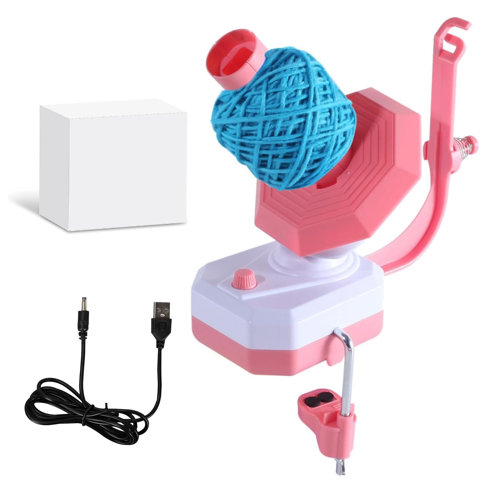 Rulos eléctricos – Automático Yarn Winder, lana, bobinador de bolas, bobinador de hilo para ganchillo con velocidad continua, ayudante ideal para los amantes del punto (rosa)