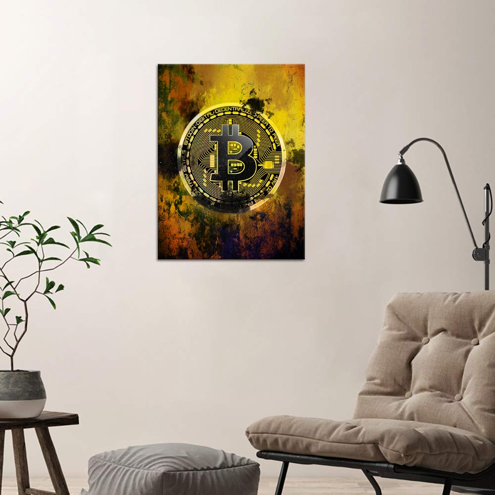 Amazon.com: Bitcoin Wall Art - Hodl Crypto Motivational Canvas Print,  Framed Blockchain Quotes Decor for Office Bedroom, Wooden Frame Ready to  Hang (18