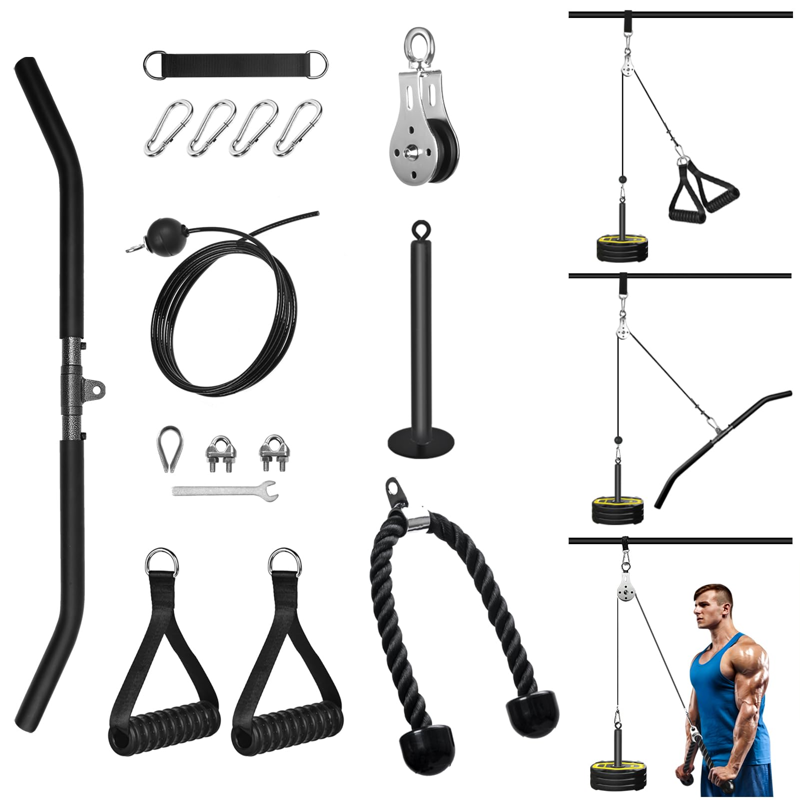 Polea Gimnasio Casa, DIY Triceps Polea Gym Casa Polea Maquina Musculacion Sistema de Poleas Gimnasio Casa Entrenamiento Pecho Espalda Tríceps
