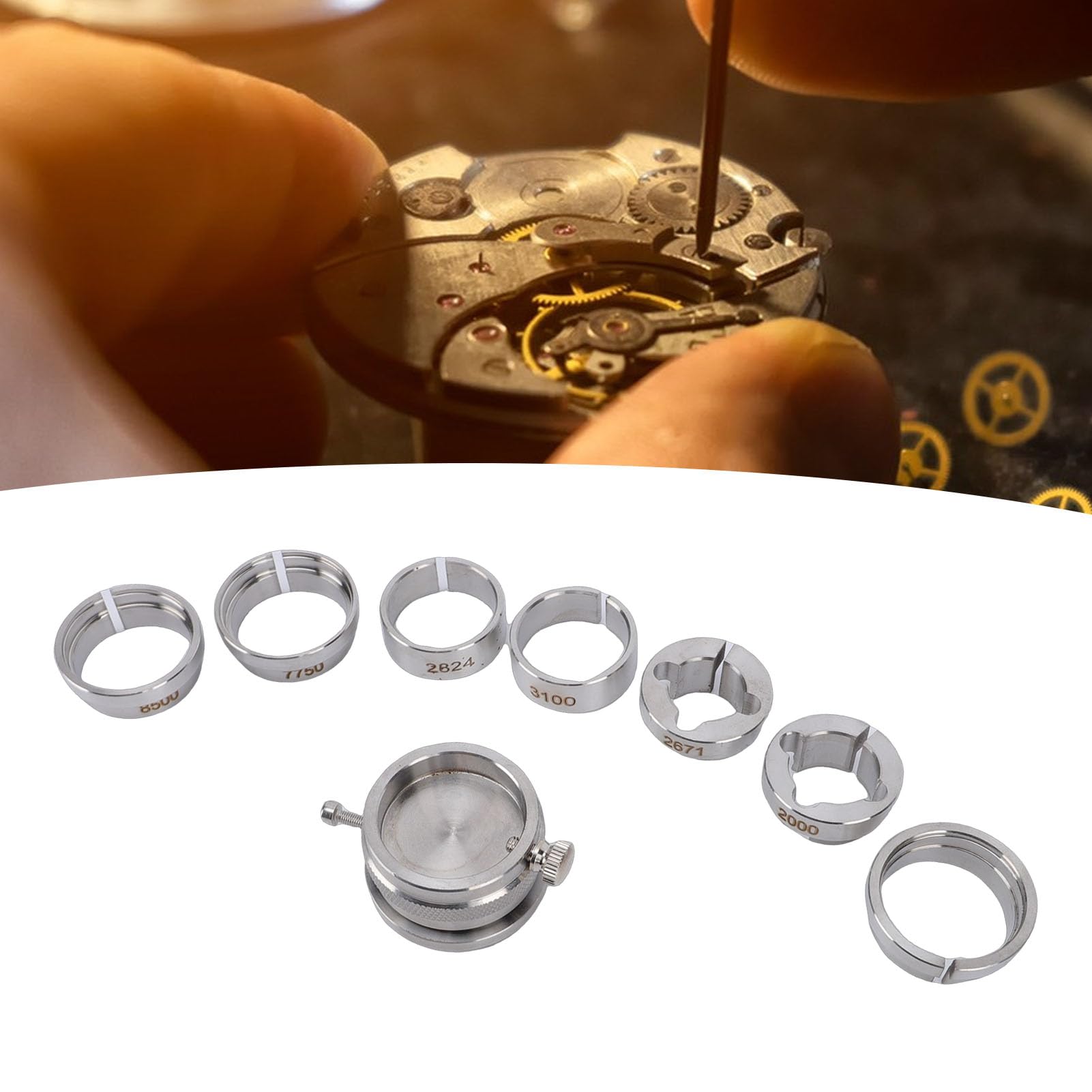 Zestaw Uchwytów do Mechanizmu Zegarka ze Stali Nierdzewnej, 8 szt. Podstawy do Mechanizmu Zegarka z Pasowaniem 2824-2671-7750-2000-8500-3100-3135, Narzędzie Naprawy