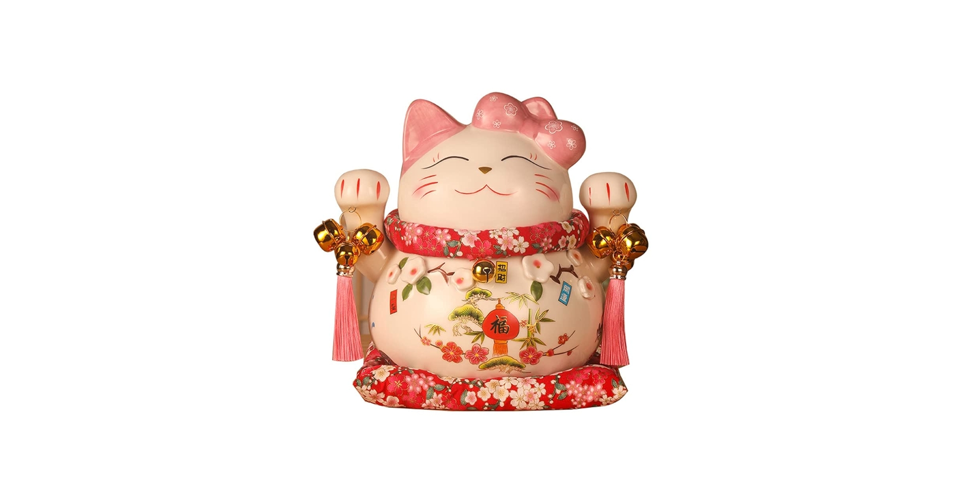 Amazon.co.jp: 風水 置物 開運 玄関 風水グッズ 桃の花の猫 貯金