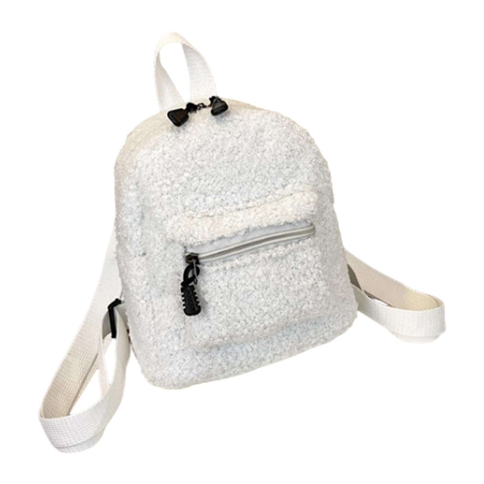 ™ Plush Backpack Adjustable Strap Shoulder Bag Daypack for Teens Birthday Gift White-image-36