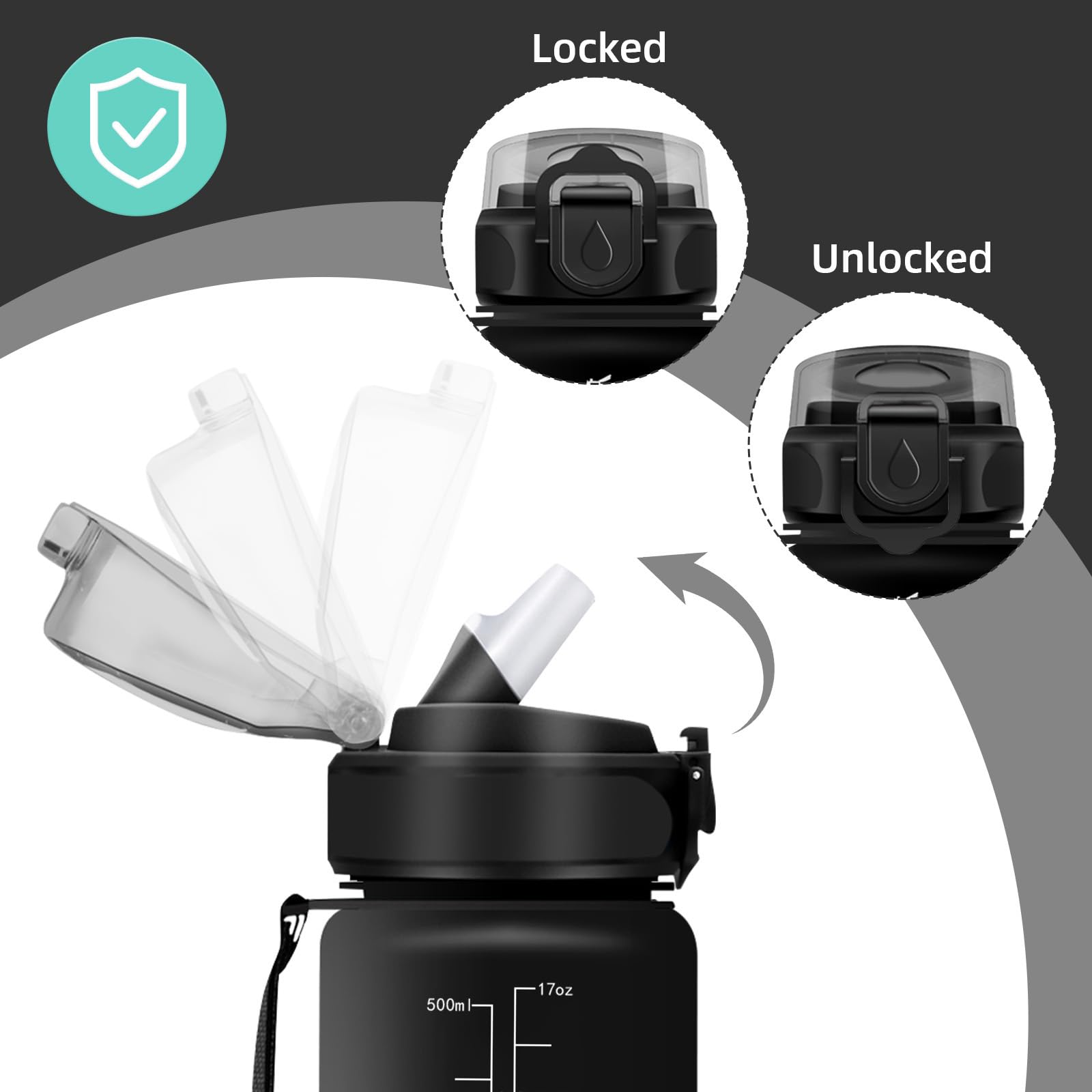 Vikaster Sport Trinkflasche – 500 Ml, Auslaufsicher, BPA-frei, Mit Strohhalm & Trageriemen