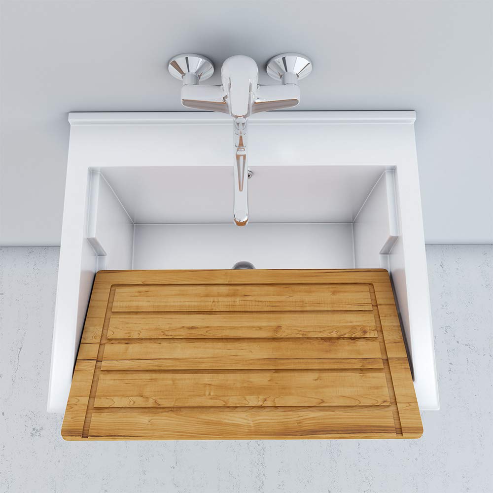 Inbagno Mobile Lavatoio, L.60xP.50xH.86.5, Bianco Lucido, Vasca in Ceramica con profondità 30 cm