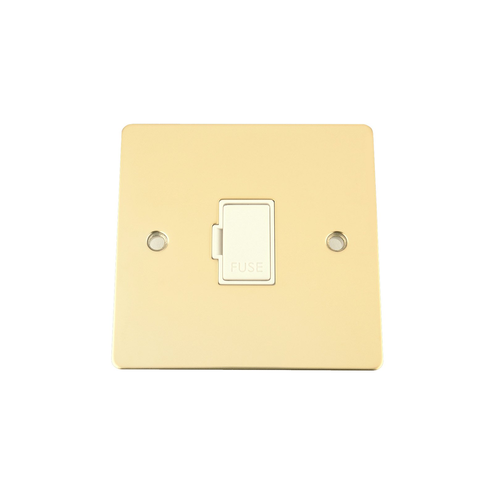 A5 Products White Unswitched Fused Spur 13 Amp - Polished Mirror Brass Flat - Insert