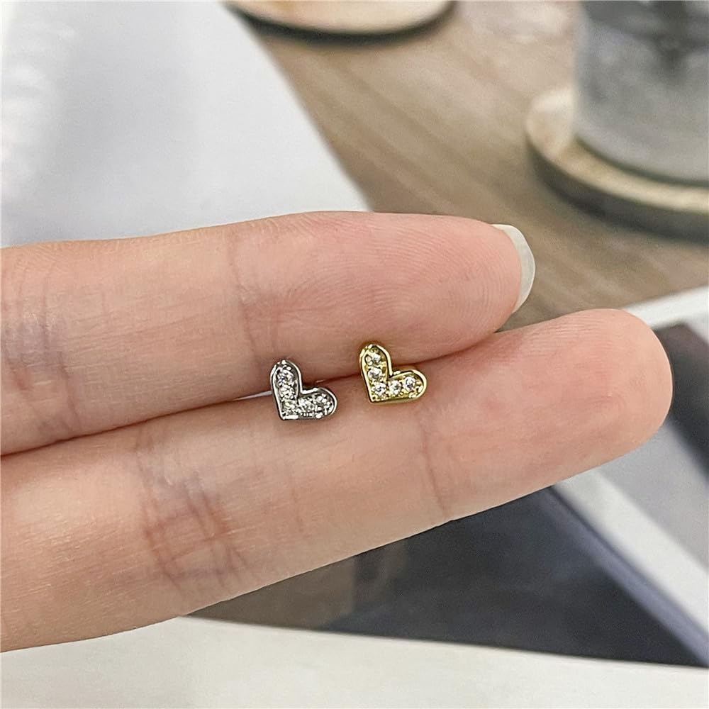 16G Small Love Heart Cartilage Stud Earrings for Women Cute Stainless Steel Screw Back Studs Earring Conch Helix Rook Daith Piercing Jewelry - Image 5
