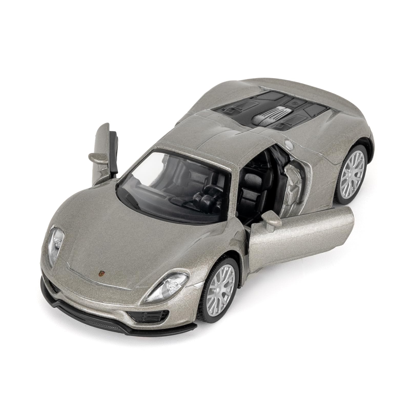 BGHSCA 1/36 Scale Porsche 918 Diecast Model Car, Zinc Alloy Pull Back Vehicles Toy Car for Kids Adults Gift Gray