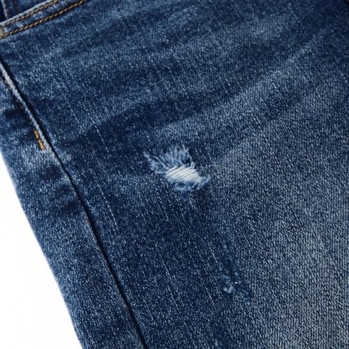 KIDSCOOL SPACE Girl Jeans,Little Kid Ripped Elastic Band Inside Straight Slim Fit Denim Jeans Pants4