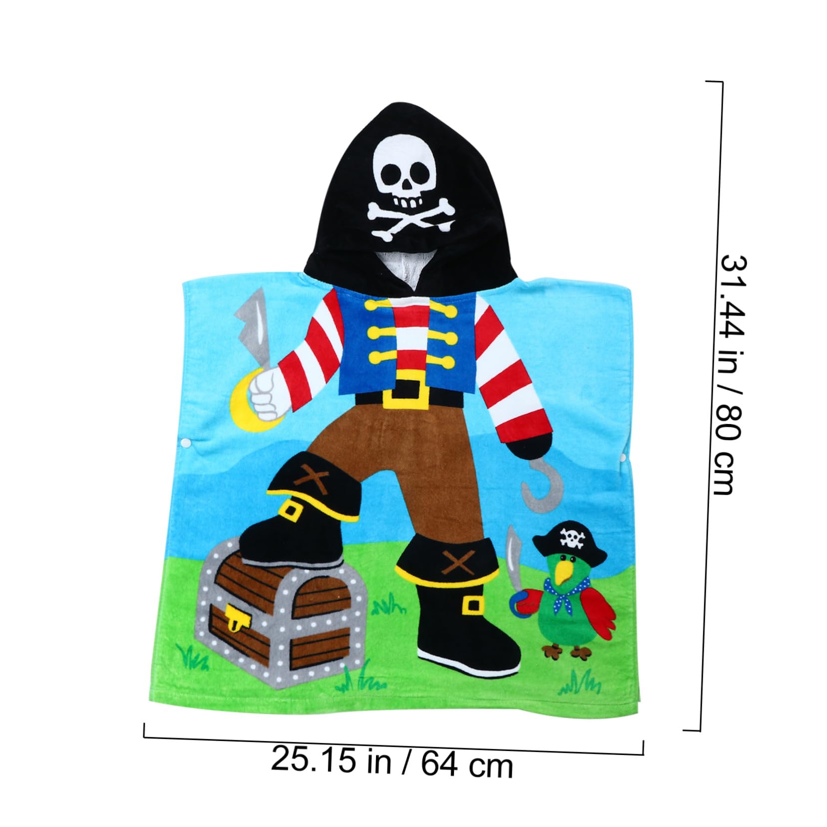 Albornoz Transpirable para Niños Capucha de Algodón, Diseño de Capitán Pirata, Lavable y Que Seca Rápido para Uso en Baño y Playa