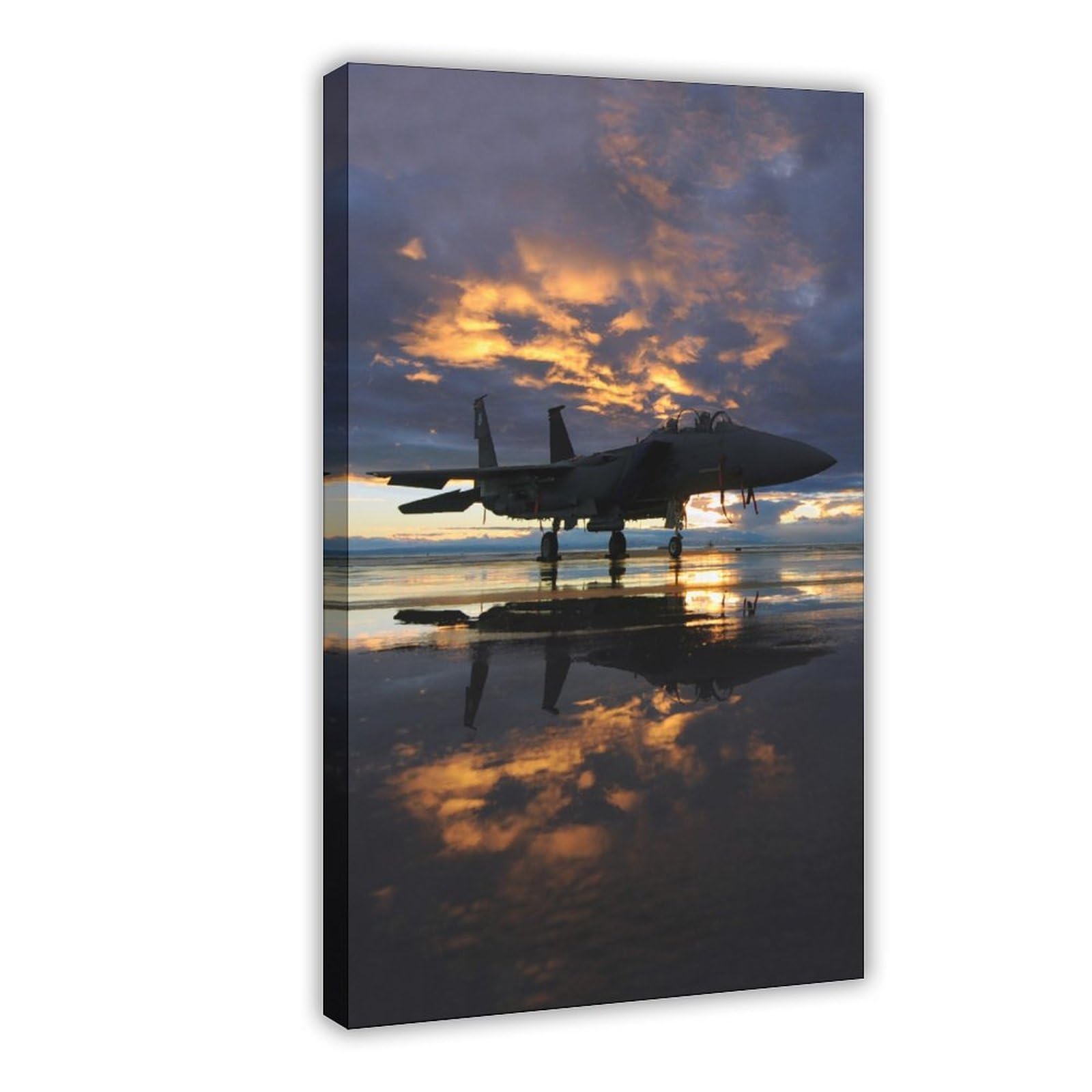 Military Poster F-15E Strike Eagle Jet Fighter Wall Art Airplane Plane Flying Flight 24L"x16W" Wall Art Canvas Painting Print Posters, for Boys Room Men Guys Bedroom Dorm Man Cave