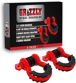 Performore 2 Pack of D-Ring Shackles Heavy Duty 4.75 Ton Capacity, 3/4 Inch, Includes Shackle and Washers with 7/8" Pins - Ideal for Jeeps, ATVs, Towing, Snatch Straps, and Trucks Recovery (Red)