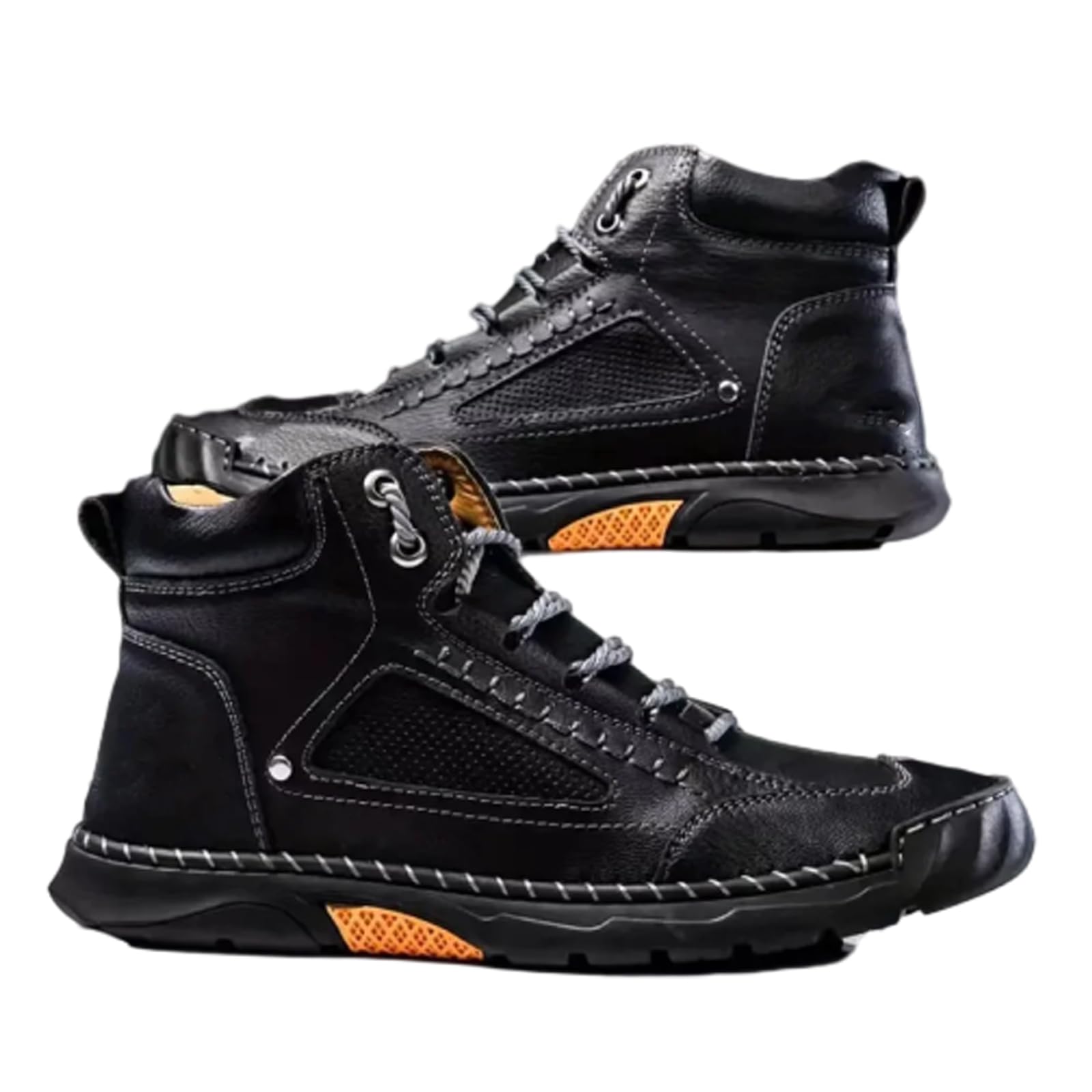 Sawbehind Men’s Boots Wide Comfortable Handmade Leather for Hiking, Working, Outdoor - Waterproof Non-slip Lightweight Breathable with Arch Support