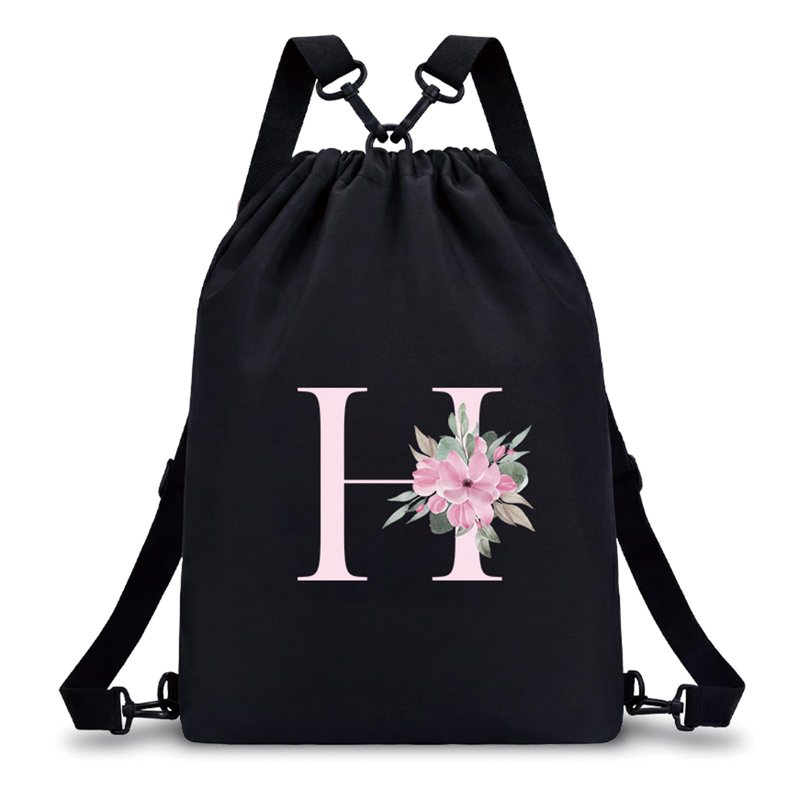 A-Z BAG Personalisierbarer Rucksack mit Blumen-Initial, 4-in-1 Sporttasche (Rucksack/Umhängetasche/Schulter-/Handtrage) wasserabweisend für Fitness, Schwimmen, Schule & Reise