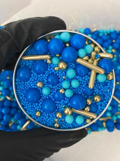 Edible Gold & Blue Cake Sprinkles Luxury Mix 45g Cupcake Cake Decoration Gold Sprinkles Cake Sprinkles Mix Blue Sprinkles