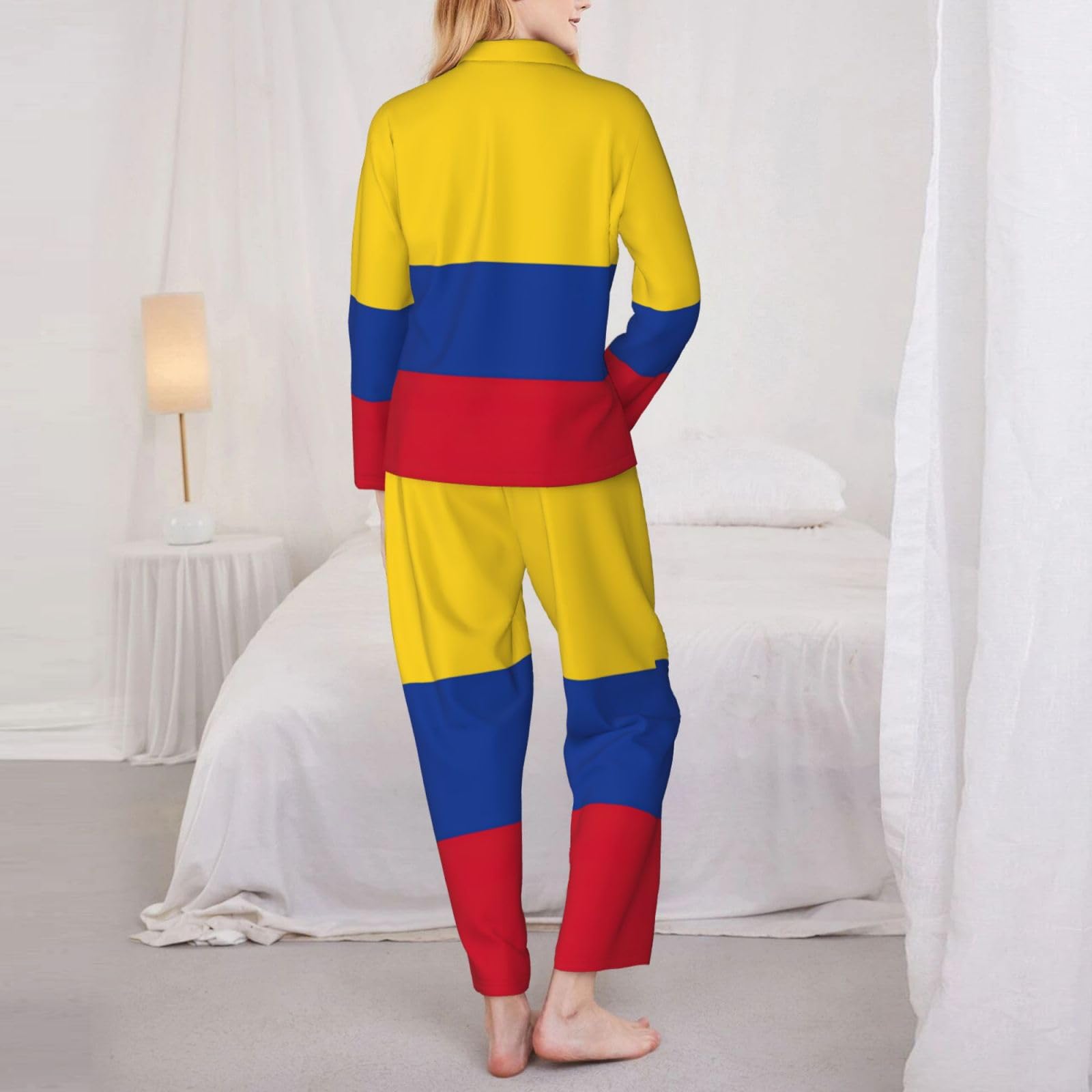 Conjunto de pijama de manga larga con estampado de la bandera de Colombia