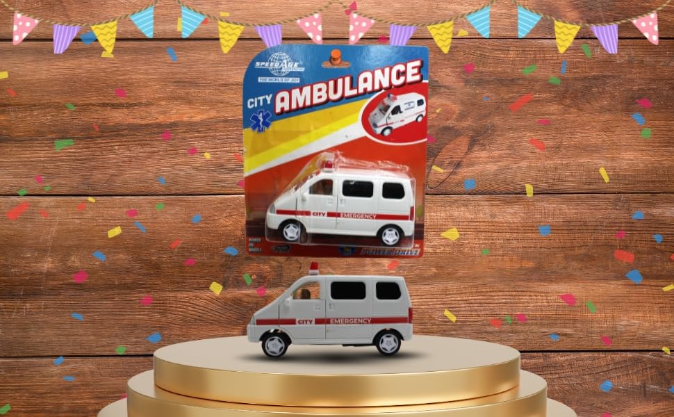 Friction Powered Ambulance Toy for Kids Toddlers Boys Girls | Pull Back City Emergency Vehicle Toy with Openable Doors | Interactive Play Toy Age 4+ | BIS Certified | NeoKiddo (White) 2