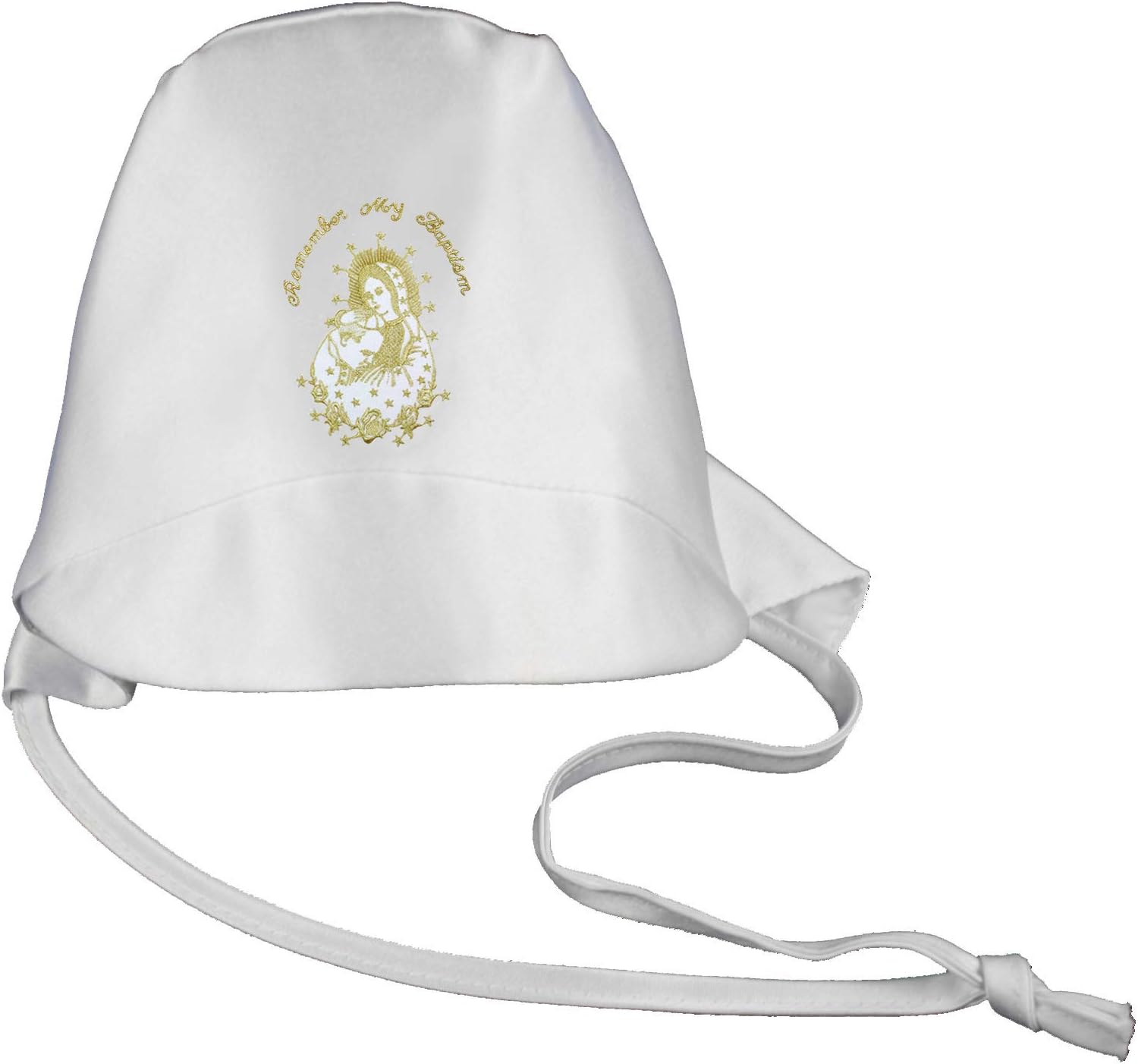 New Baby Toddler Boy Christening Baptism White Long Pants Set Virgin Mary & Pope Hat (Set+ Gold_English, 3T)