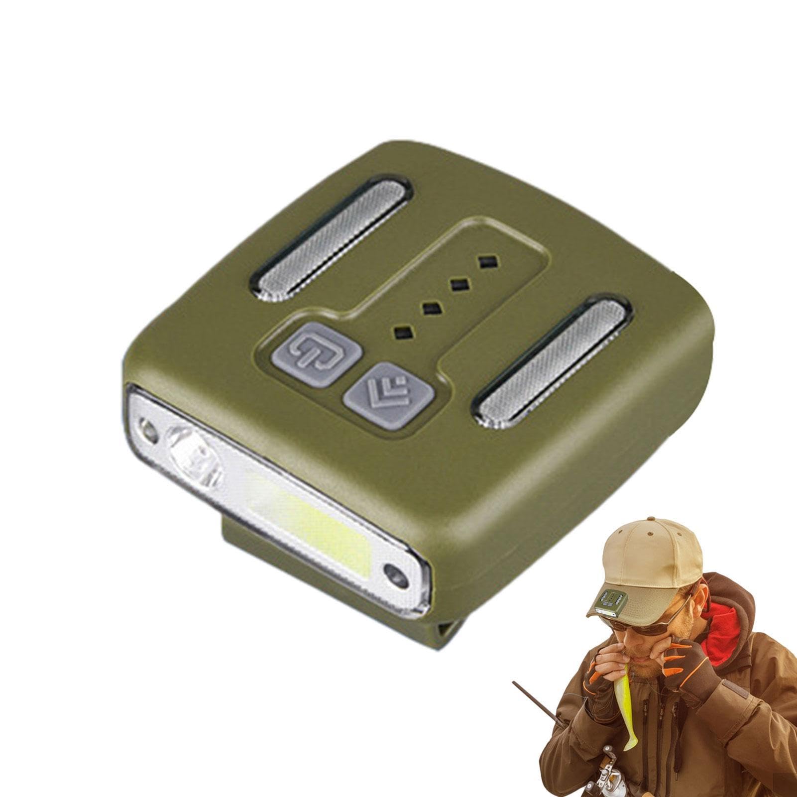 Linterna frontal con sensor de movimiento, con clip para sombrero, 3 modos, lámparas de cabeza, manos de alto brillo, impermeable, clip en sombrero para caza | Lámparas frontales impermeables manos libres para cazar, acampar y andar en bicicleta