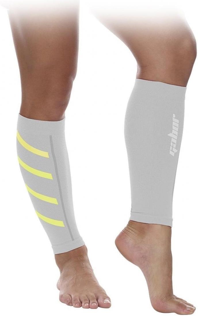 Gabor Fitness Graduated 20-25mm Hg Compression Running Leg Sleeves Socks White Small