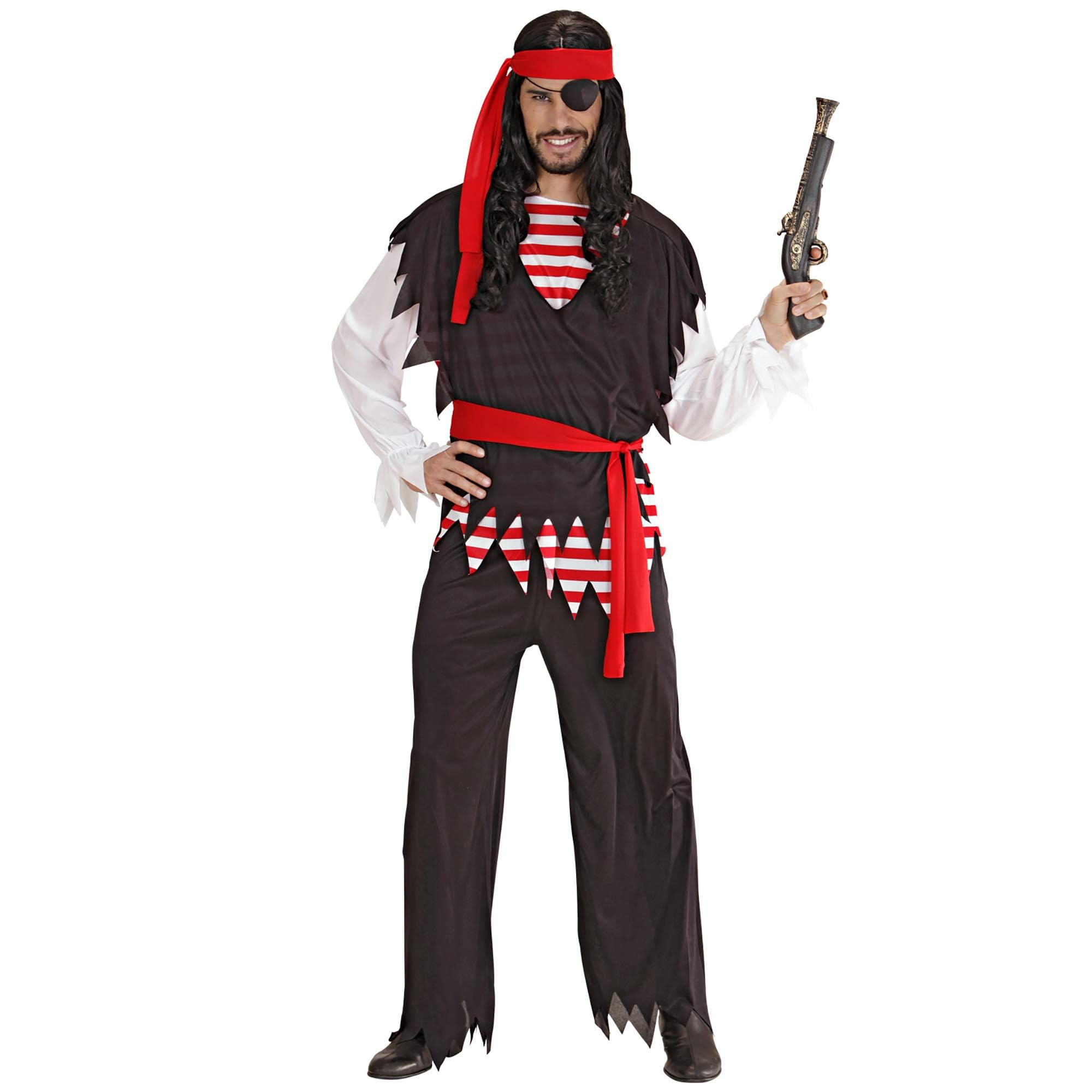 Mens Sea Robber Costume Small UK 38/40" for Pirate Black Sparrow Fancy Dress