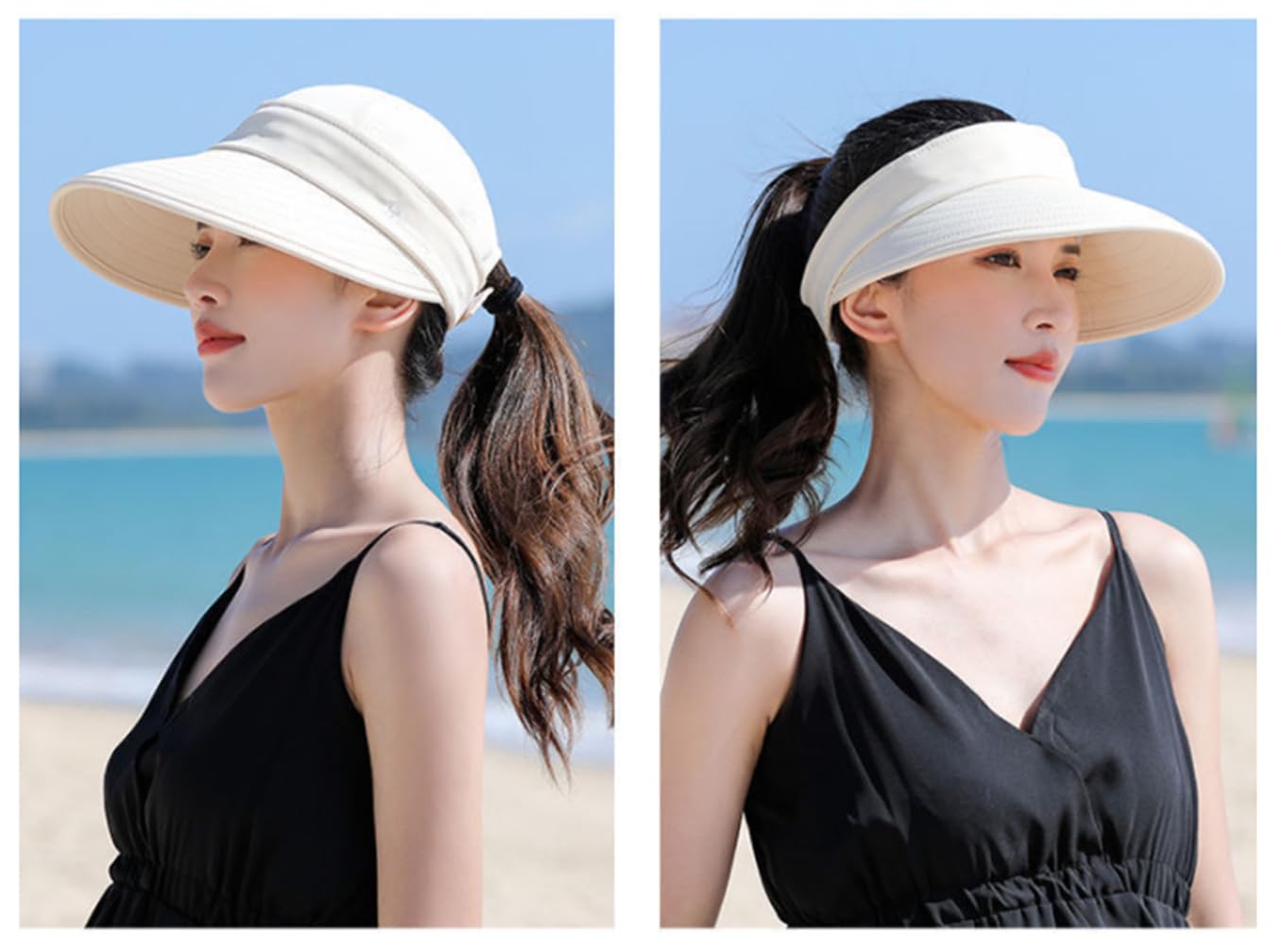 Gorra con visera deportiva para verano, gorro para el sol, desmontable, para mujer, ala ancha, plegable, sombrero de playa, viaje, protección UV, gorra de béisbol, piscina, camping, pesca, jardinería