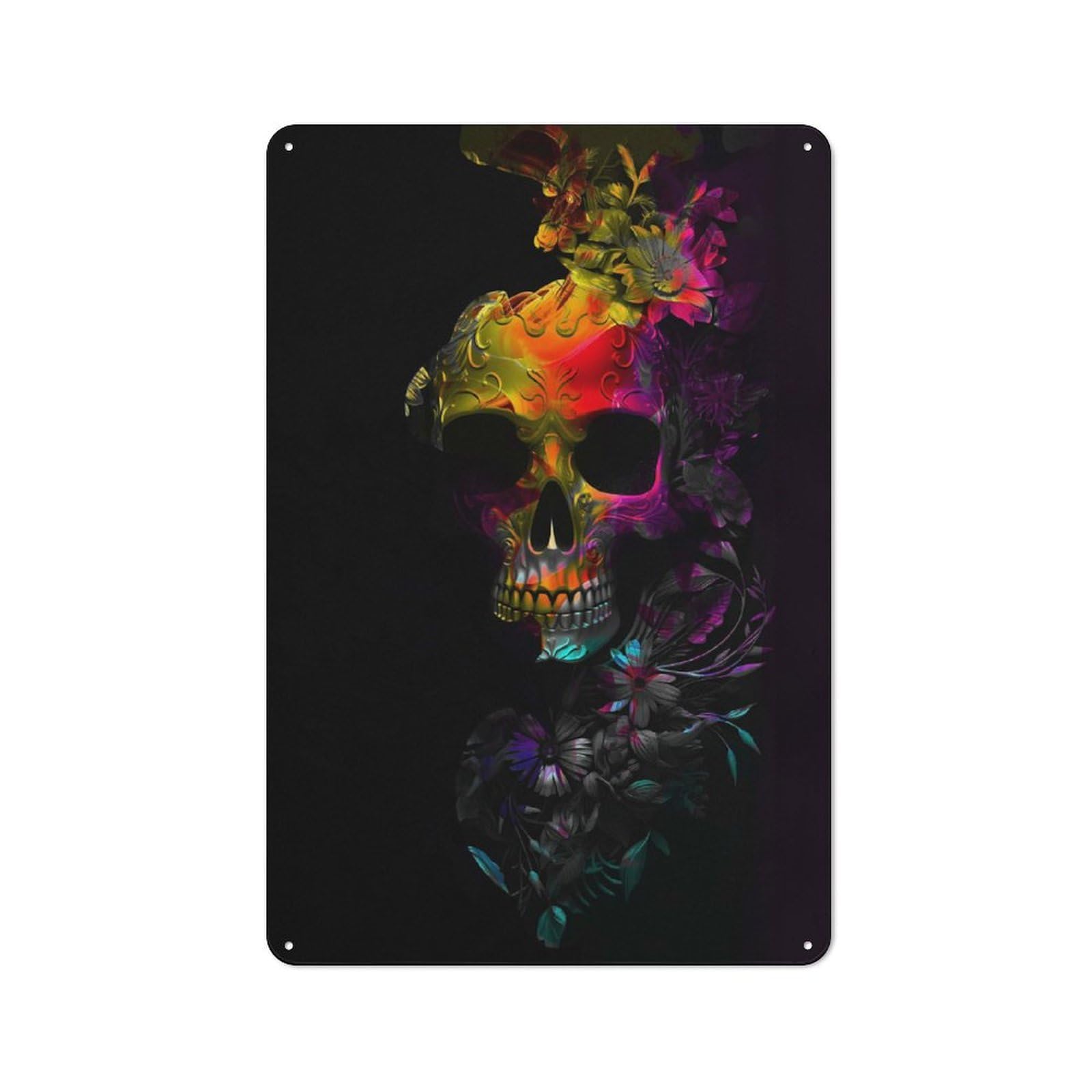 Abstract Skull Retro-style Tin Sign 30x20cm for Man Cave Or Games Room, A Metal Wall Feature for Games Rooms And Man Caves