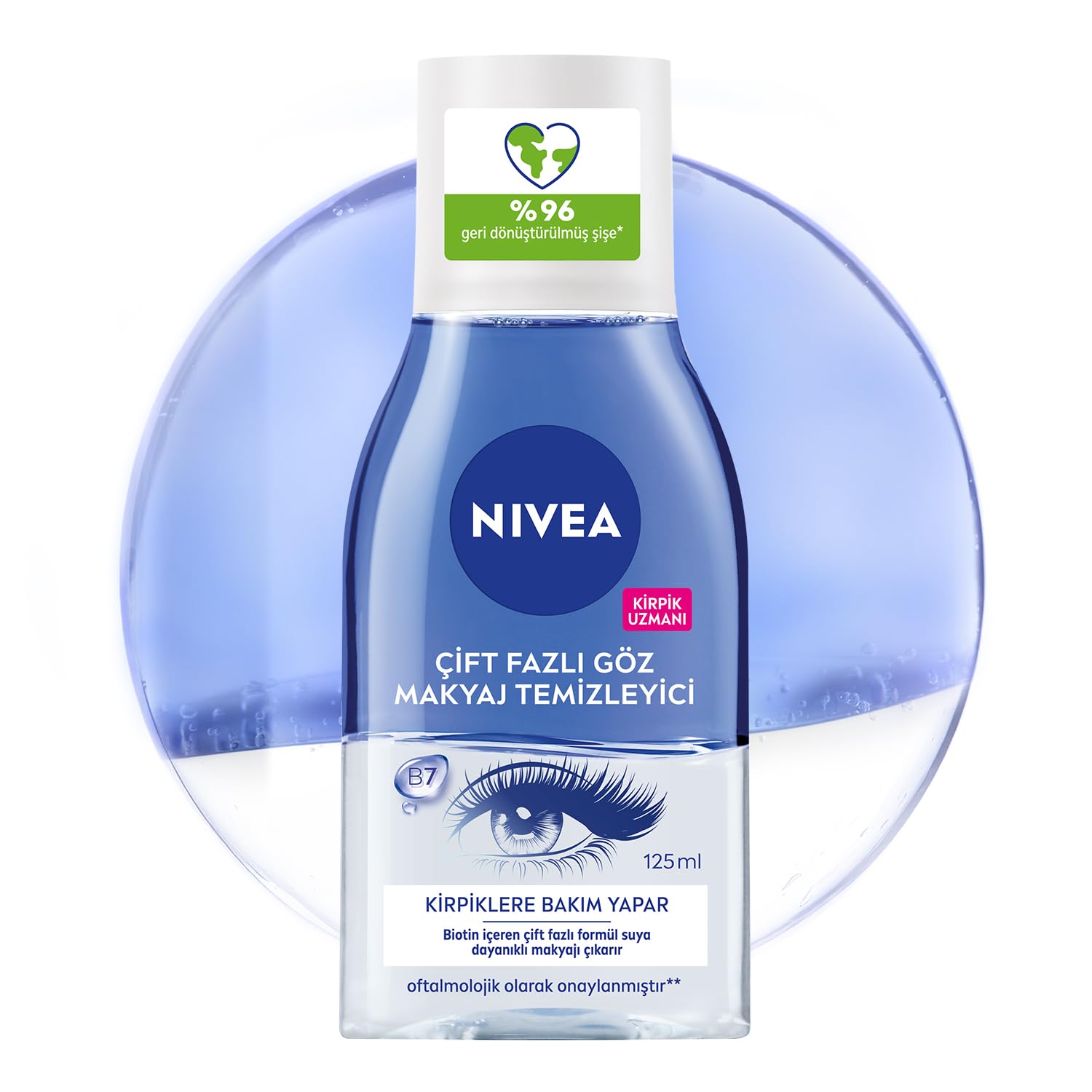 NIVEA Çift Fazlı Göz Makyaj Temizleyici 125 ml,Biotin,Kirpik