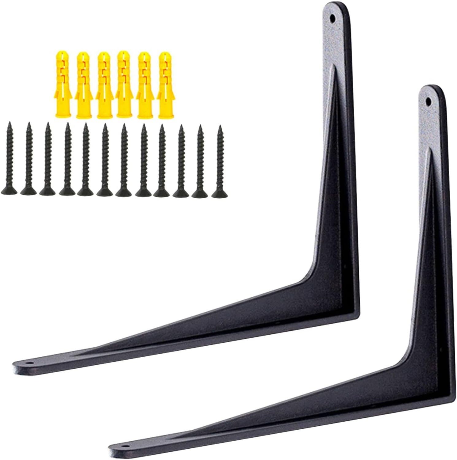 Soportes de Estante de Aluminio Sólido Negro 300KG Resistente Montaje en Pared Forma L Industrial para Cocina Baño Taller 2 Unidades, 240mm/9.4in, 240mm/9.4in