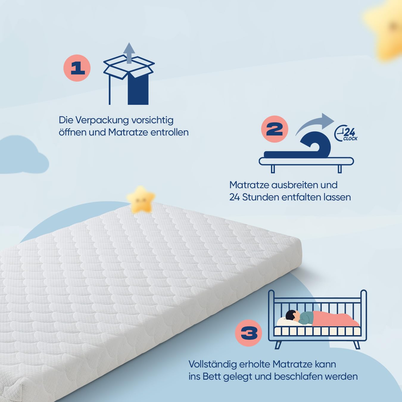 SLEEP&BED Baby matratze 70 x 140 Kindermatratze für Babybett Atmungsaktive
