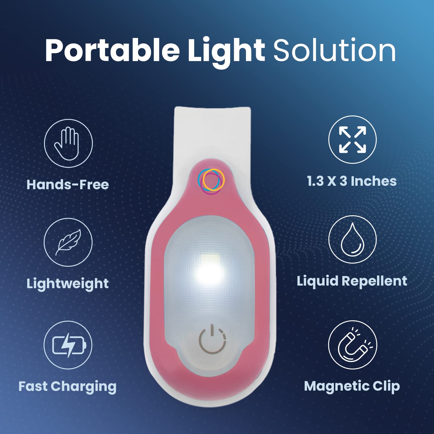 ClipGlow Luz de noche recargable para enfermera, manos libres, luz linterna de emergencia para caminar, correr, mascotas al aire libre (rosa)