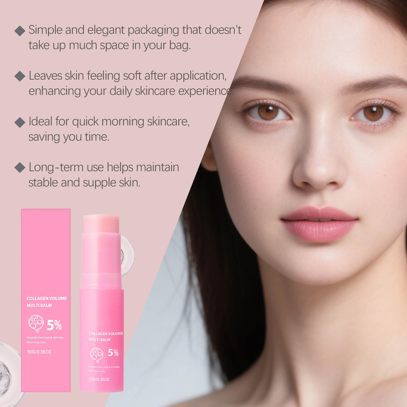 PDRNs Pink Collagen Volume Multi Balm, matita anti-rughe e idratante, attenua le linee sottili, rassoda la pelle, cura anti-età, per occhi, collo e fronte