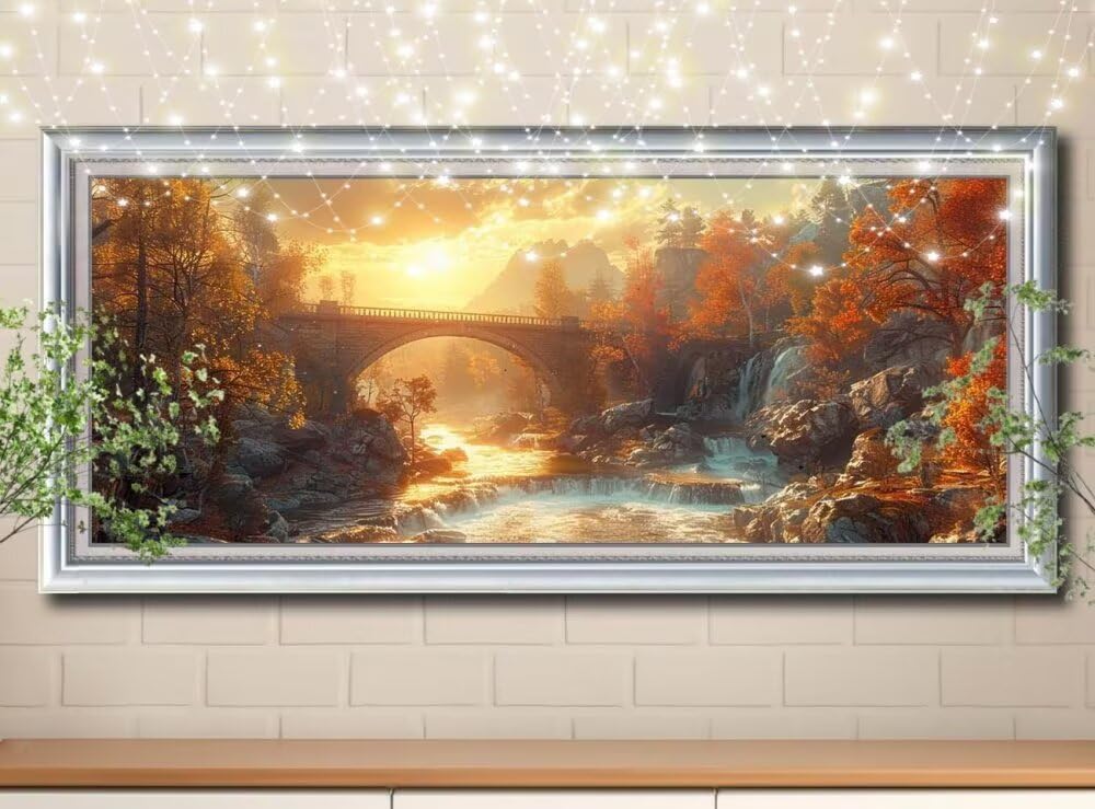 Malarstwo diamentowe 5D, dla dorosłych, wodospad, obraz "zrób to sam", obraz do malowania diamentami dla dzieci, 80 x 160 cm, zestaw do malowania kryształkami, dekoracja ścienna 8E-4827