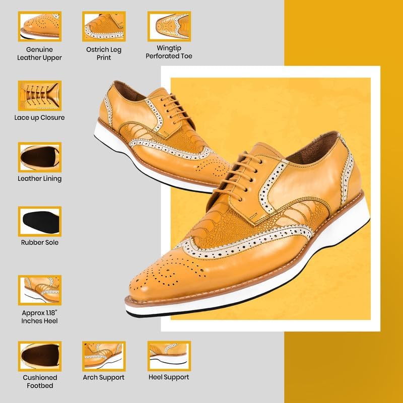 Image of LIBERTYZENO Mens Knitted & Animal Print Genuine Leather Adults Lace Up Oxford Dress Shoes for Easter Gift