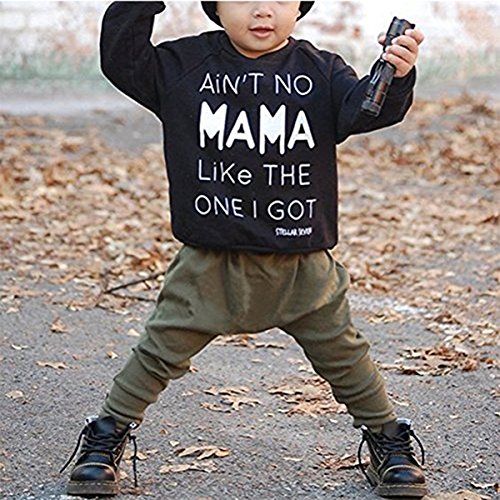 Baby Boy Clothes Funny Letter Printed Tops Leggings Pants Outfits Set For Toddler Boys（18-24 Months） Armygreen #TOP5