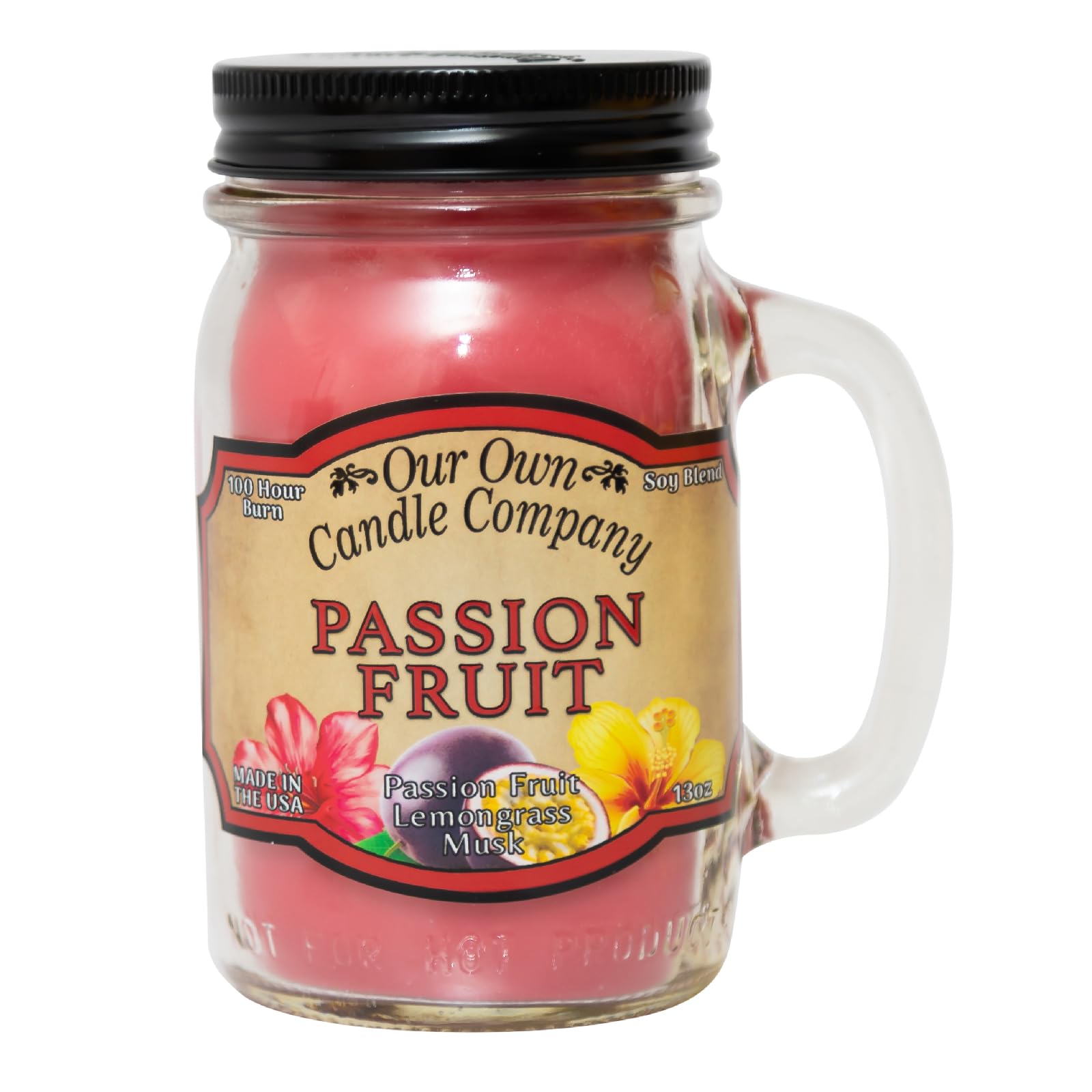 Our Own Candle Company Orange/Yellow Passion Fruit Scented Mason Jar Candle, 100 Hour Burn Time, 13 Ounces