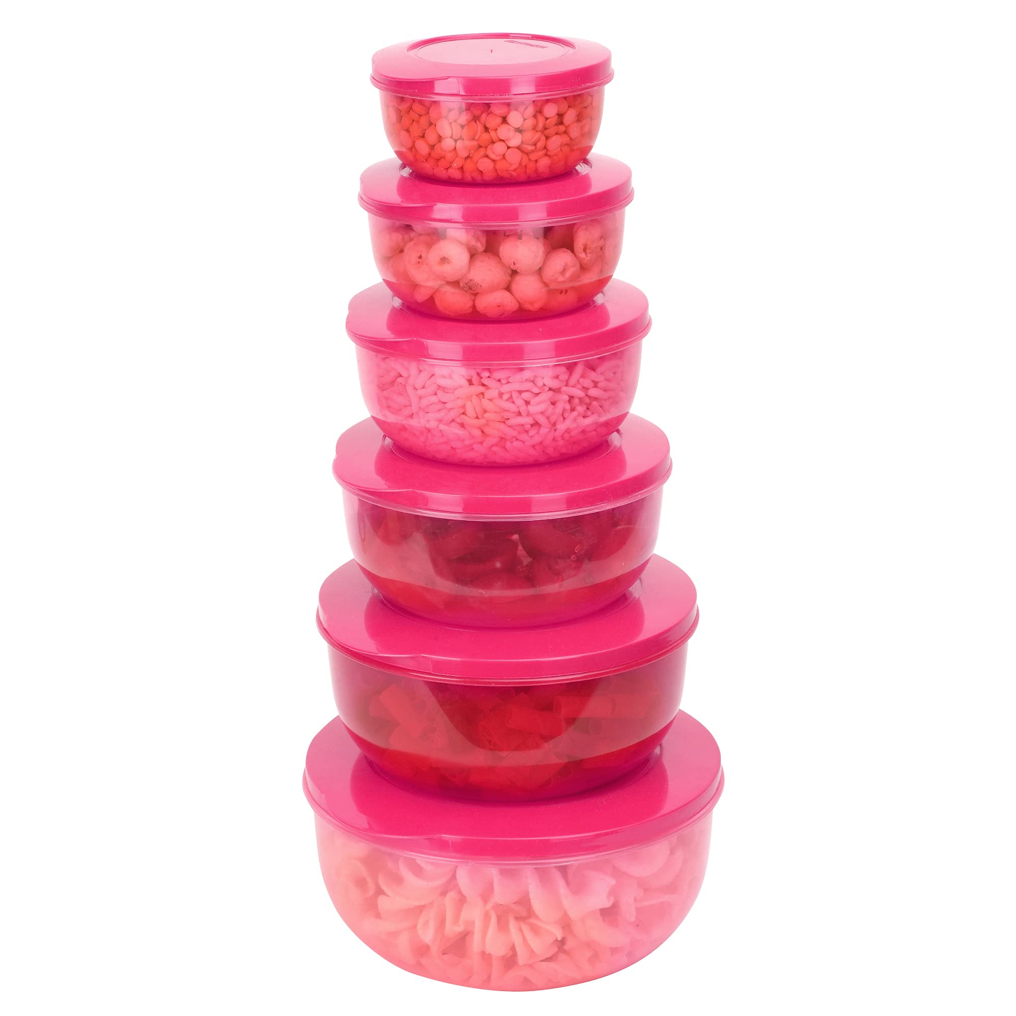 Cutting Edge Essentials 6 Pcs Eco-Storage Food Container & Organizer Set for Kitchen, Refrigerator & Home Use (2700ML + 1950ML + 1300ML + 900ML + 600ML + 400ML), Pink