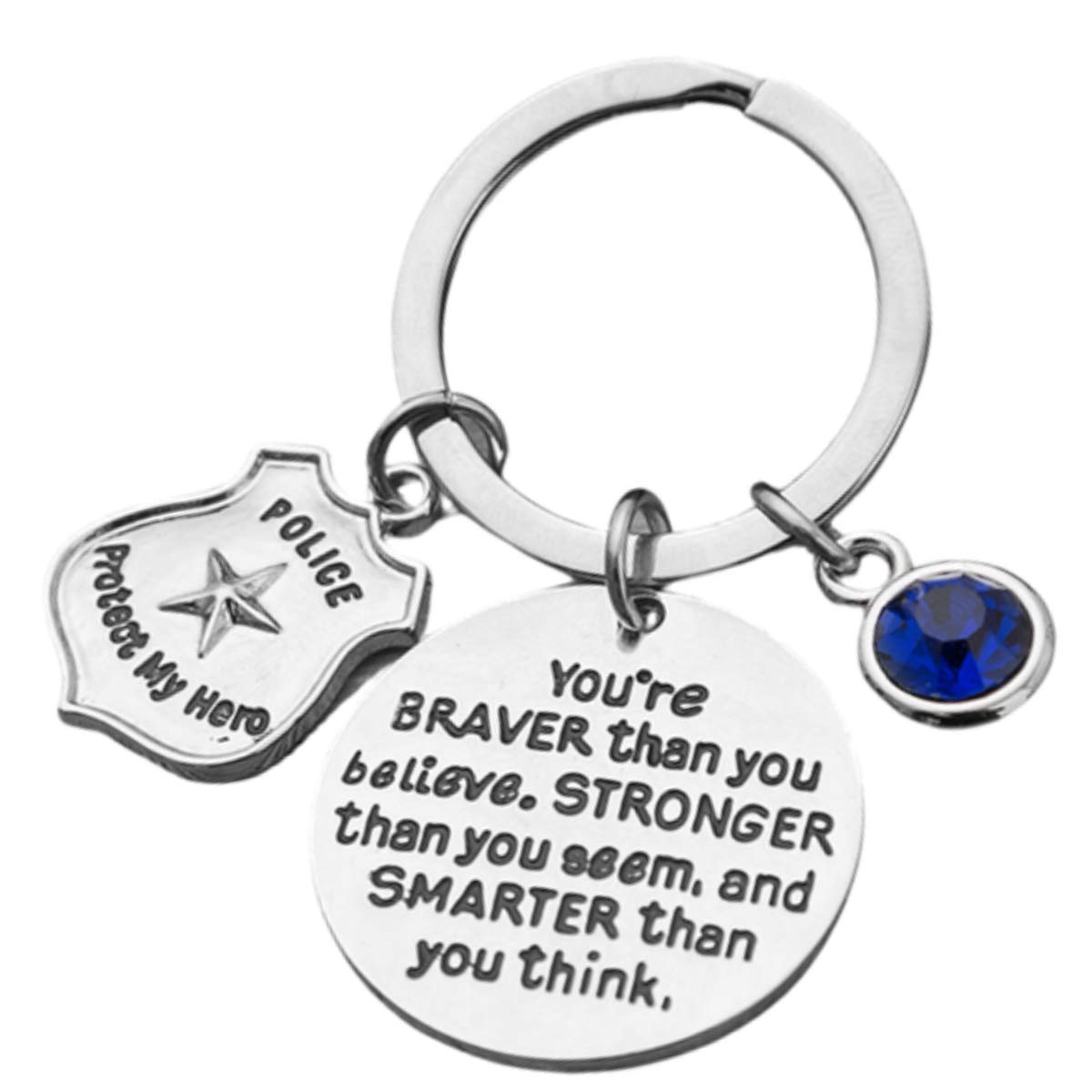 Infinity Collection Police Keychain, You’r Braver Than You Believe, Stronger Than You Seem Charm Keychain for Police Officer, Unisex Cop Keychain