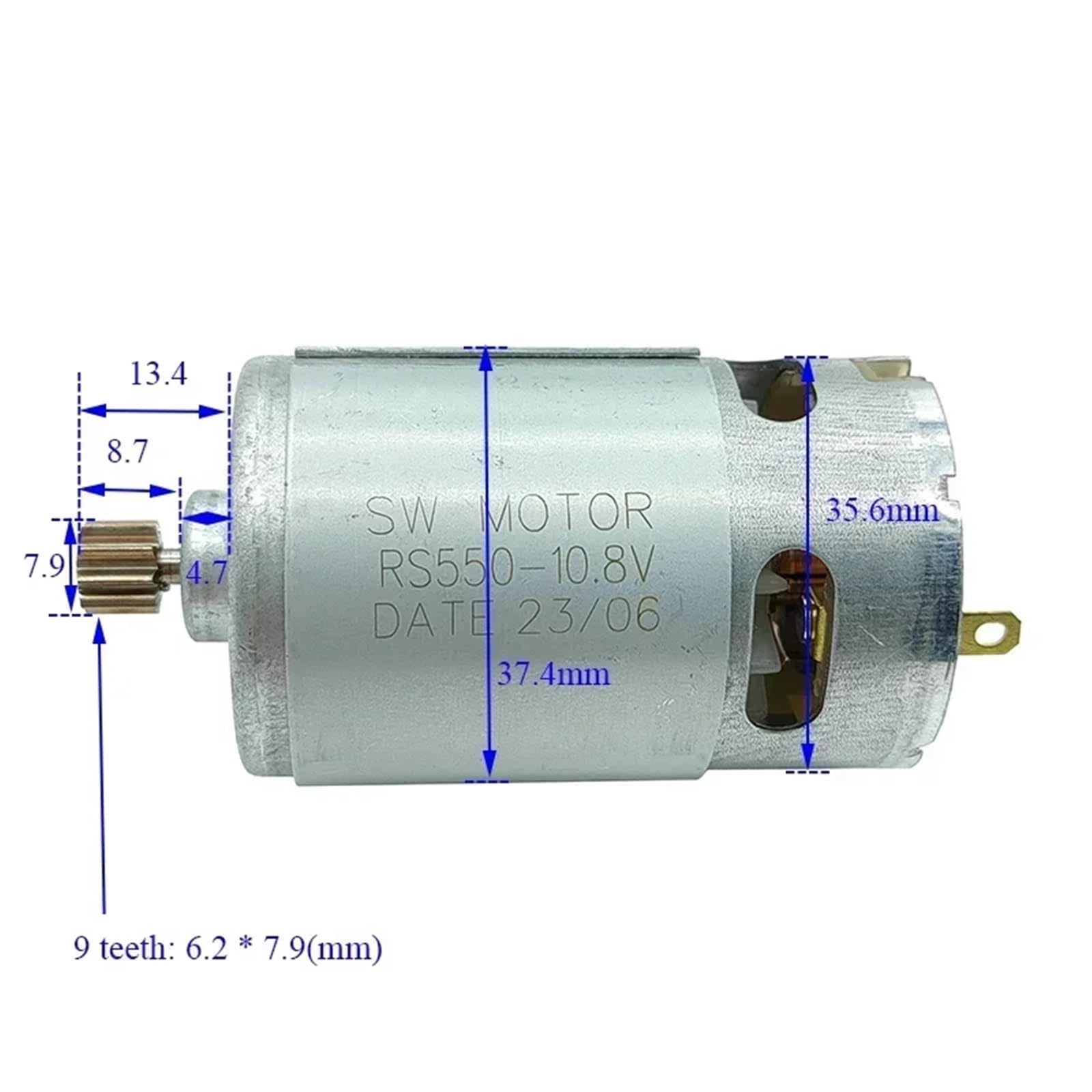 Motore RS-550 9 denti/12 Denti DC 10,8 V 12 V 14,4 V 16,8 V 18 V 21 V 25 V Coppia Elevata ad Alta velocità for Trapano a Mano Elettrico Attrezzo da Giardino(9 Teeth_12V)