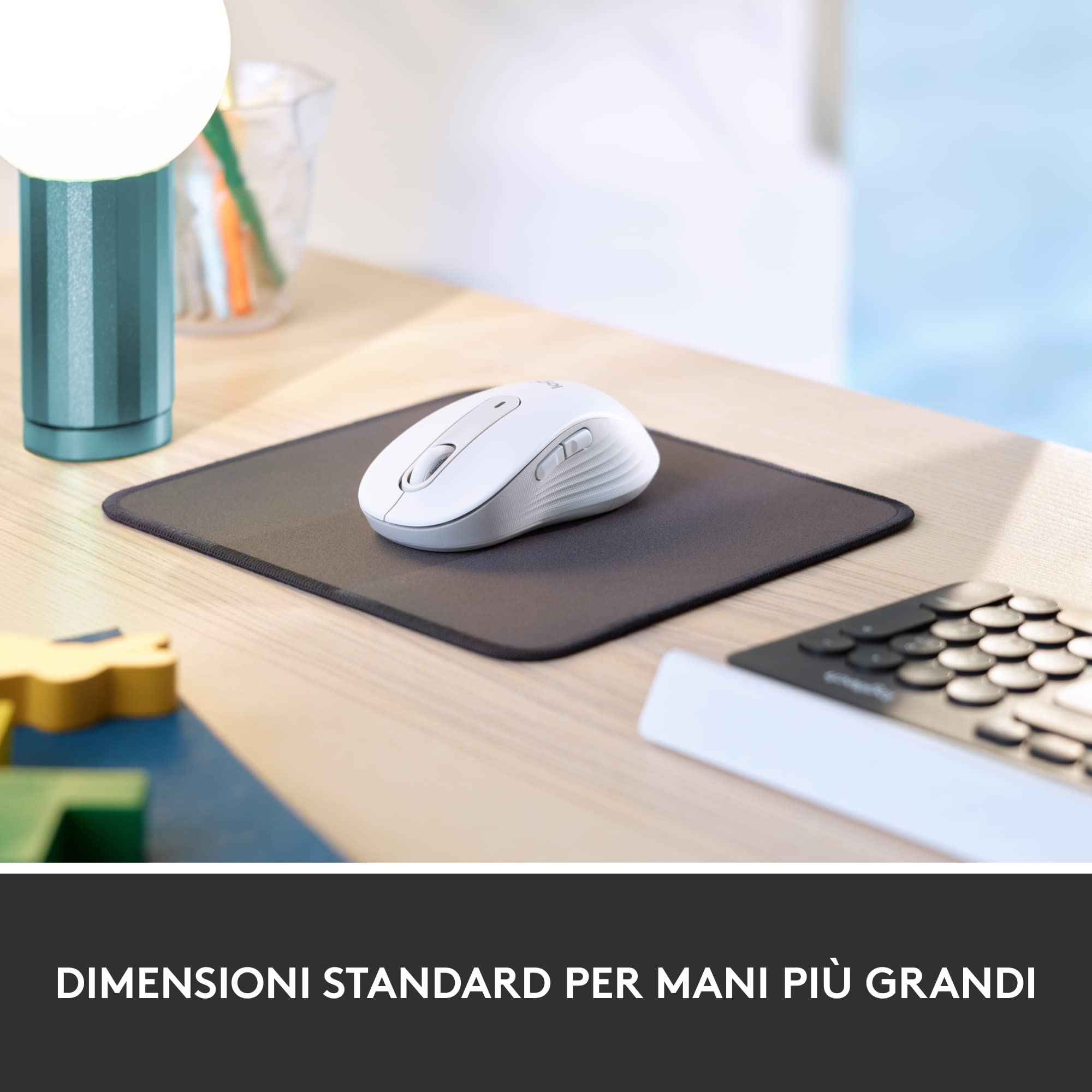 Logitech Signature M650 L Mouse wireless - Per mani grandi, Durata Batteria 2 anni, Clic Silenziosi, Tasti Personalizzabili, Bluetooth, per PC/Mac/Più dispositivi/Chromebook - Bianco