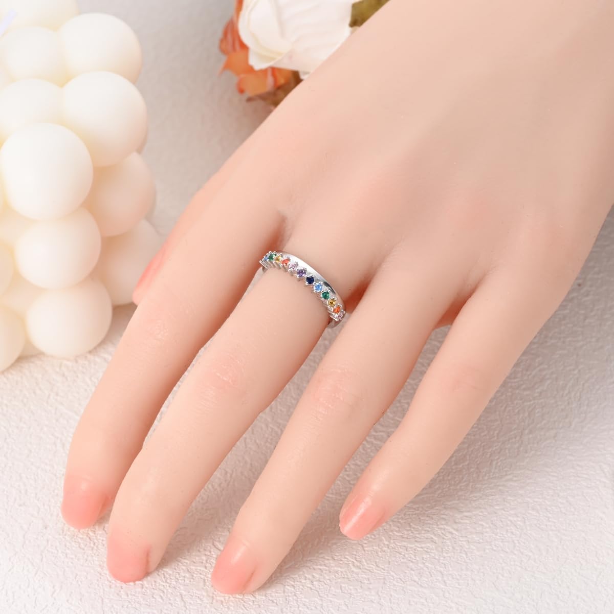 Hapour 925 Sterling Silver Ring for Women, Eternity Gorgeous Rings Stackable Rings for Women Teens Valentine Day Gifts for Her Ring Size 6-9 - Image 2