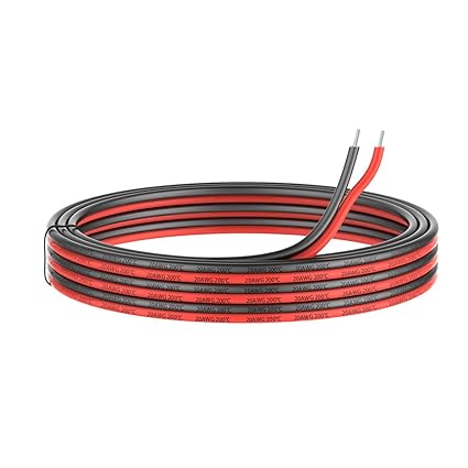 20 Gauge Electrical wire 2 Conductor parallel silicone wire 50ft [Black 25ft Red 25ft] 20 awg 200 Deg C 600V flexible Extension cable cord Stranded Tinned copper wire Hookup lead wire