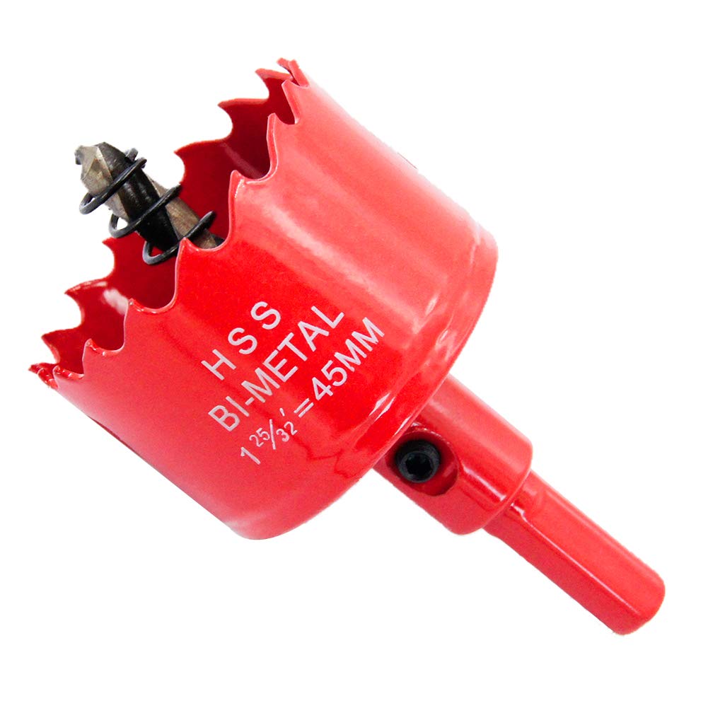 Hole Saw Drill Bit Hole Saw HSS Hole Cutter with Arbor for Wood,PVC Board and Plasterboard(1-4/3"(45mm Hole Saw))