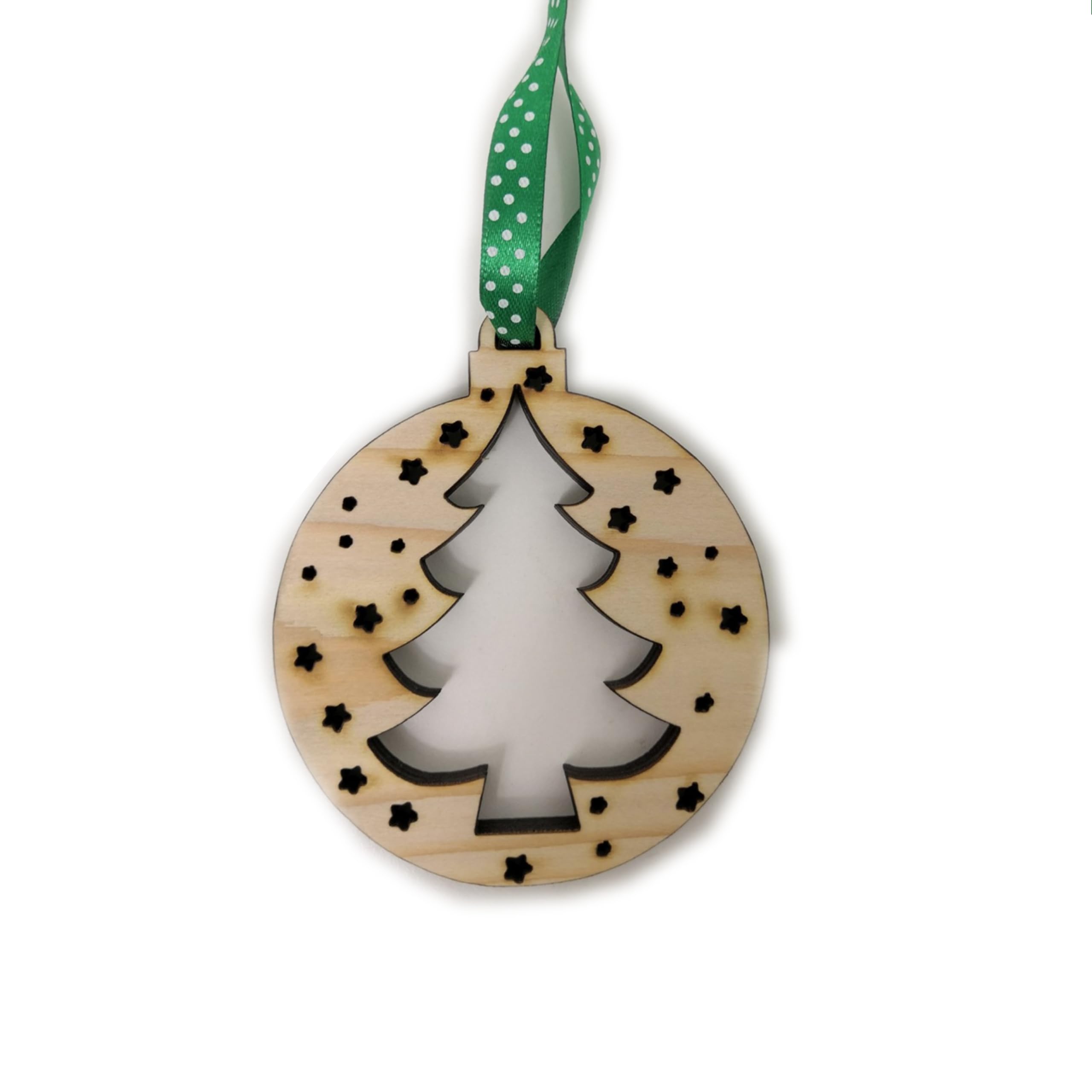 Boules de Noël en bois fait main : lot 50 suspensions sapin artisanales Italie